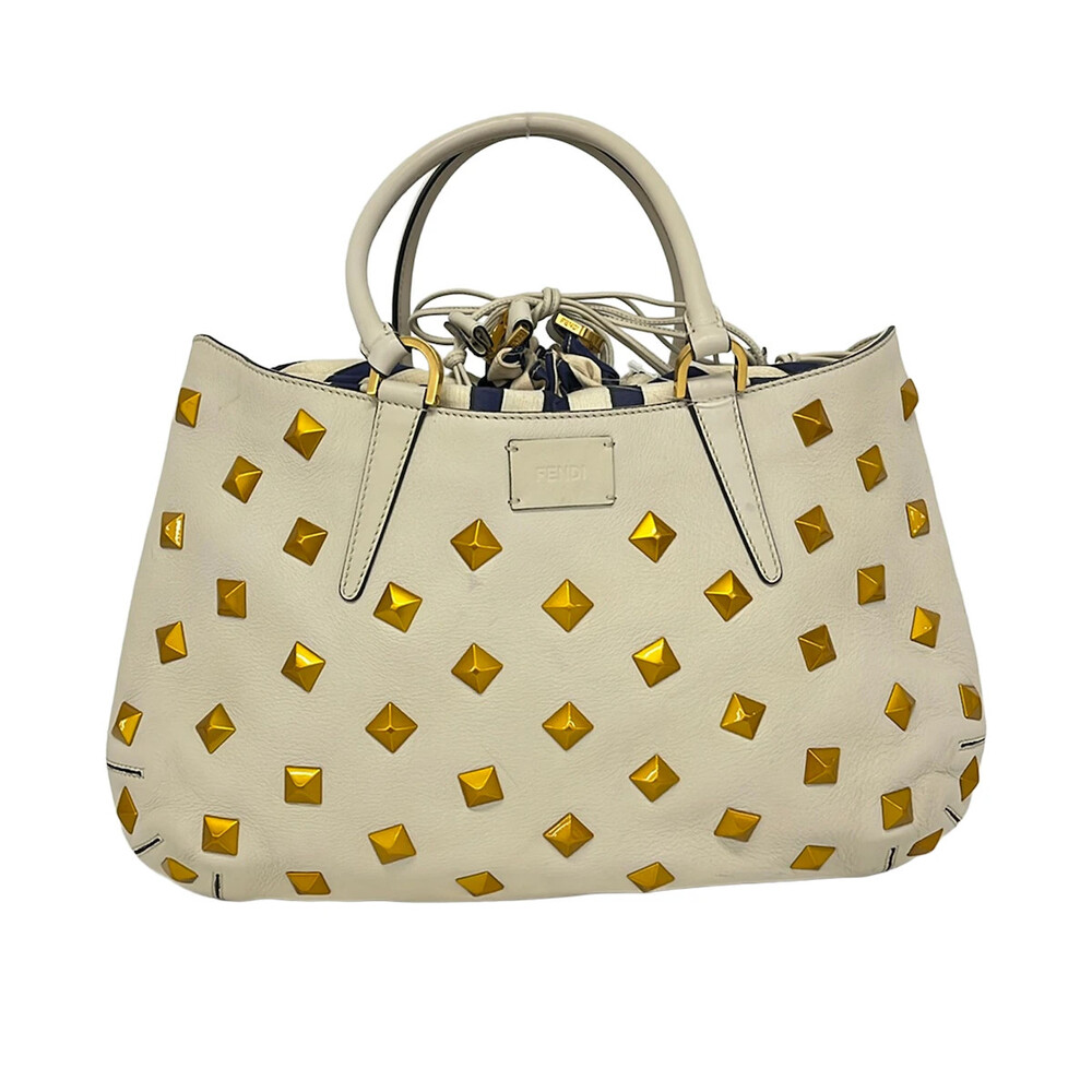 Fendi Cream Gold Leather Handbag #339514F71B